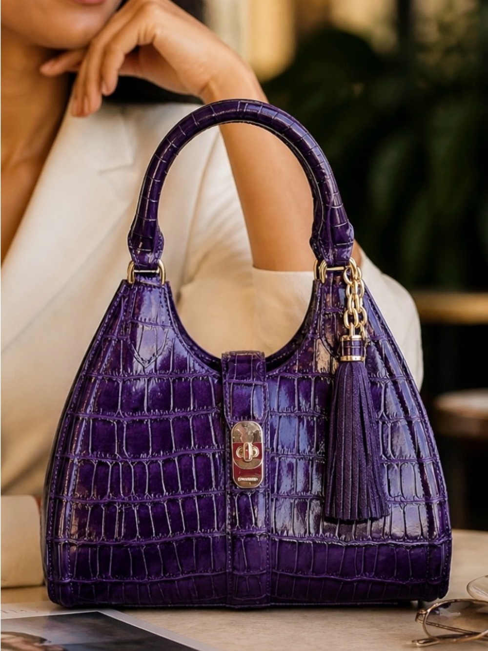 Brahmin Adrian Assorted (Voltage Violet) Genuine Leather Satchel NWT